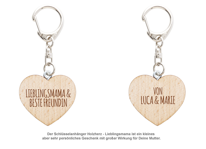 Schlüsselanhänger Holzherz - Lieblingsmama - 2 Schlüsselanhänger Holzherz - Lieblingsmama - 2
