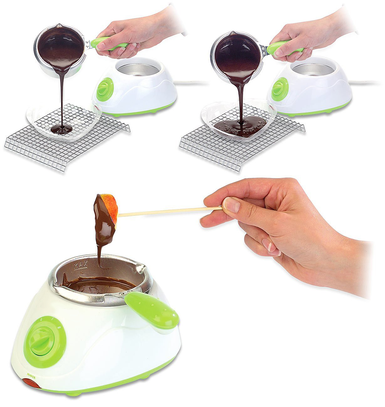 Schokolade schmelzen - Schokofondue Set mit Schmelzgerät