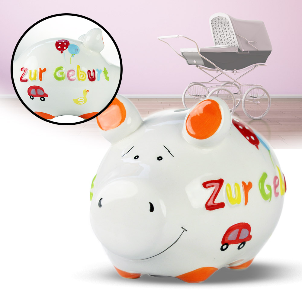 Sparschwein zur Geburt niedliche Geldgeschenkidee