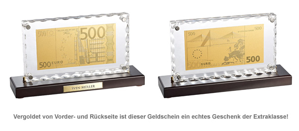 Vergoldete Banknoten-Replik 500 Euro mit Aufsteller - 2 Vergoldete Banknoten-Replik 500 Euro mit Aufsteller - 2
