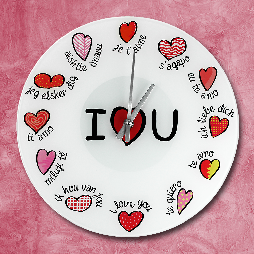 Wanduhr Ich liebe dich so mit Name Valentinstag Uhr