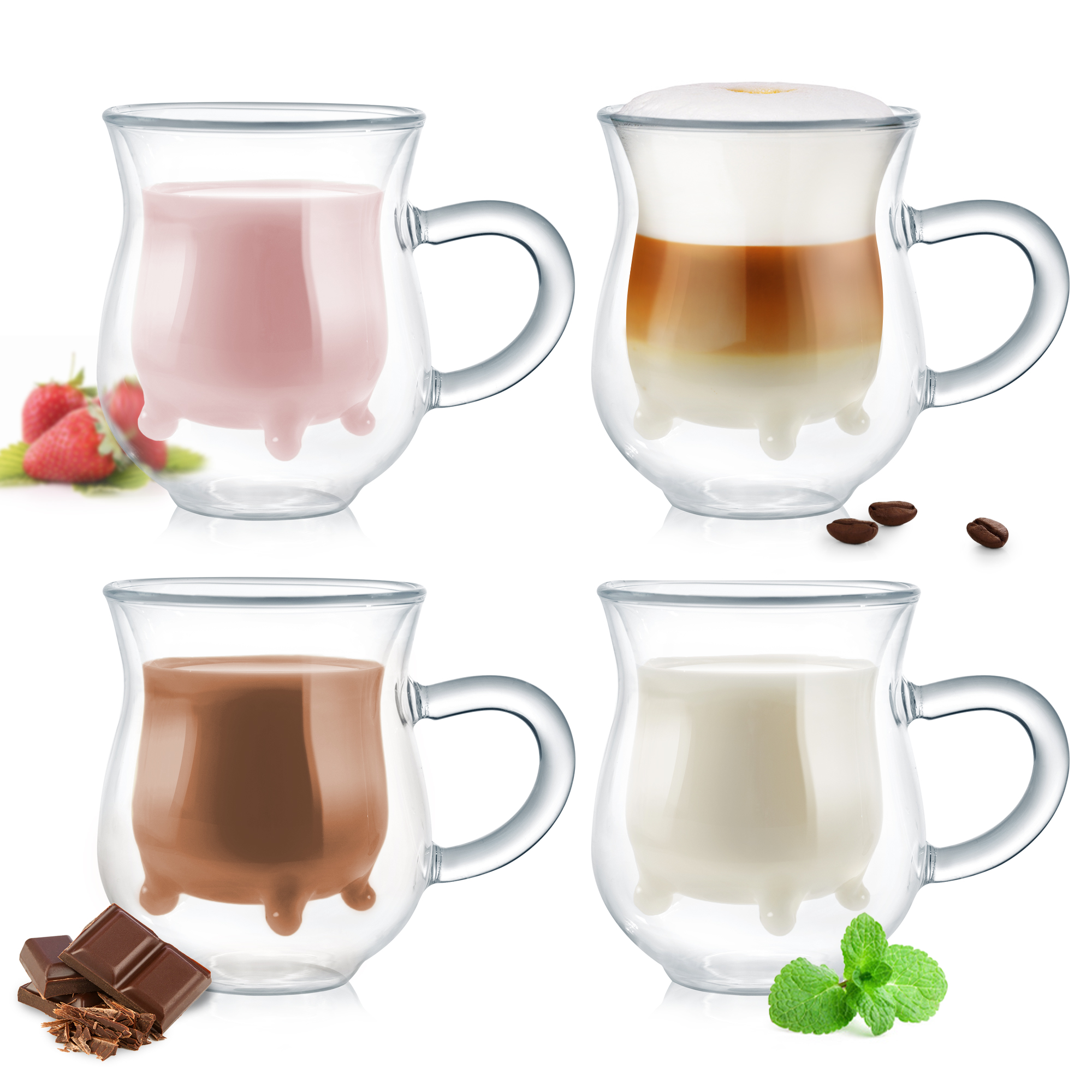 Amosfun Milchkännchen Glas 100ml - 2er Set Mit Ausgießer Für Küche & Café