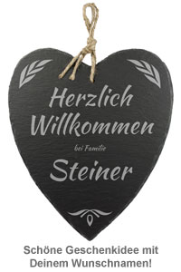 Schieferherz Familie - personalisiert - 2 Schieferherz Familie - personalisiert - 2