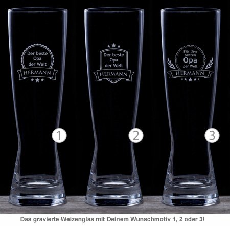 Weizenglas mit Gravur - Bester Opa - 2 Weizenglas mit Gravur - Bester Opa - 2