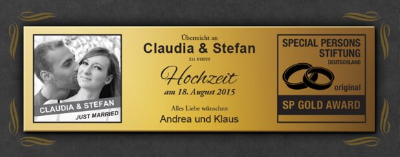 Goldene Schallplatte Hochzeitsbild Mit Personalisierter Widmung