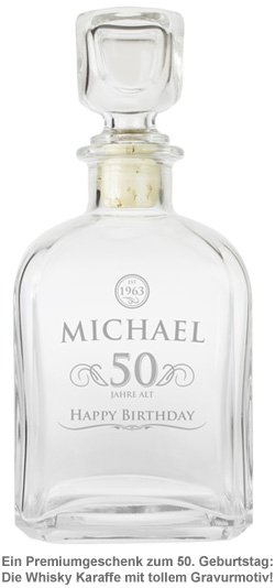 Whisky Karaffe 50. Geburtstag - elegant - 2 Whisky Karaffe 50. Geburtstag - elegant - 2