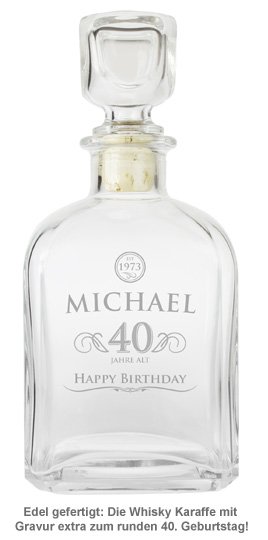 Whisky Karaffe 40. Geburtstag - elegant - 2 Whisky Karaffe 40. Geburtstag - elegant - 2