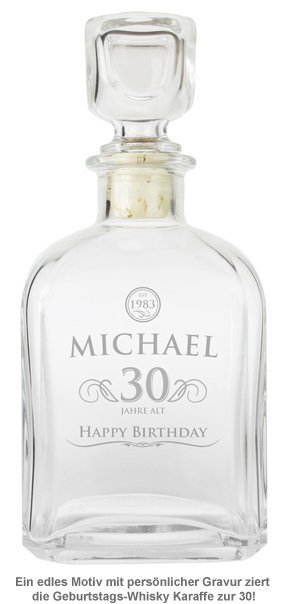 Whisky Karaffe 30. Geburtstag - elegant - 2 Whisky Karaffe 30. Geburtstag - elegant - 2