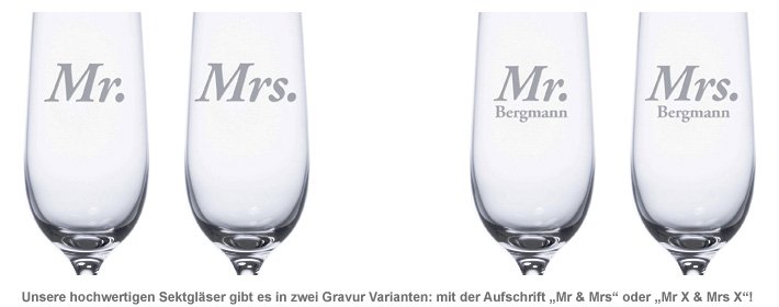 Sektgläser - Mr and Mrs - 2 Sektgläser - Mr and Mrs - 2