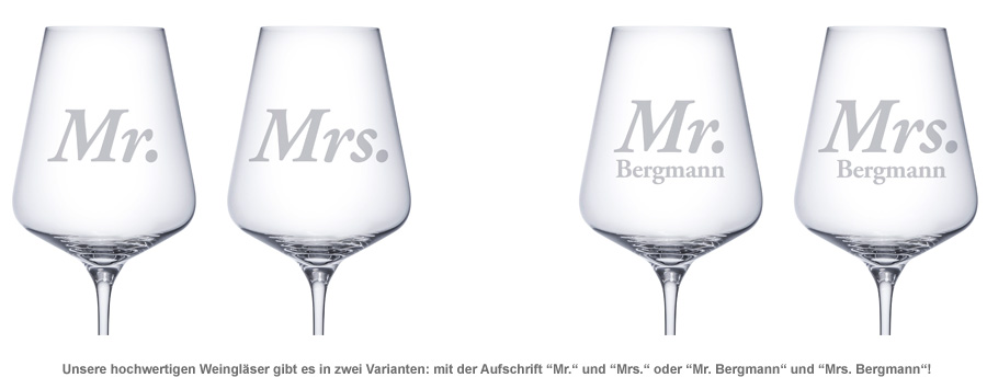 Weingläser - Mr and Mrs - 2 Weingläser - Mr and Mrs - 2
