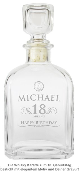 Whisky Karaffe 18. Geburtstag - elegant - 2 Whisky Karaffe 18. Geburtstag - elegant - 2