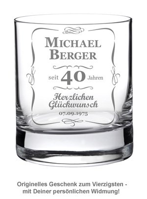 Whiskyglas 40. Geburtstag - klassisch - 2