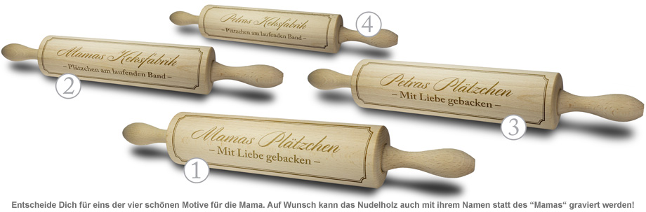 Mamas Nudelholz - mit Gravur - 2 Mamas Nudelholz - mit Gravur - 2