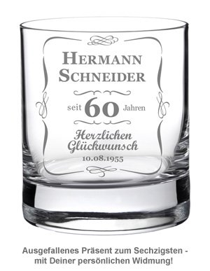 Whiskyglas 60. Geburtstag - klassisch - 2