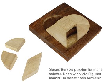 Mini Holz Puzzle - Herz - 2 Mini Holz Puzzle - Herz - 2