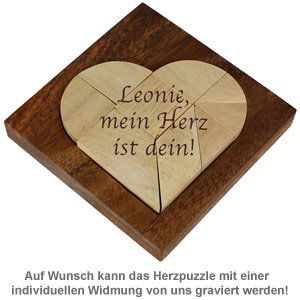 Mini Holz Puzzle - Herz - 3 Mini Holz Puzzle - Herz - 3