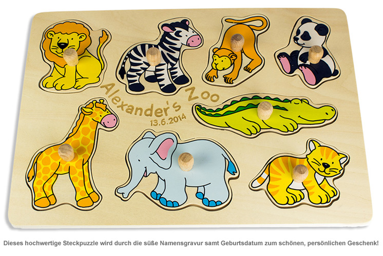 Personalisierbares Puzzle zum Stecken - Zoo - 2 Personalisierbares Puzzle zum Stecken - Zoo - 2