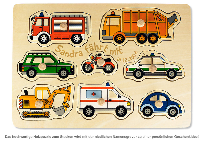 Personalisierbares Puzzle zum Stecken - Autos - 2 Personalisierbares Puzzle zum Stecken - Autos - 2