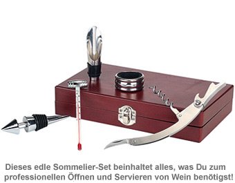 Wein Sommelier-Set - mit Gravur - 4 Wein Sommelier-Set - mit Gravur - 4