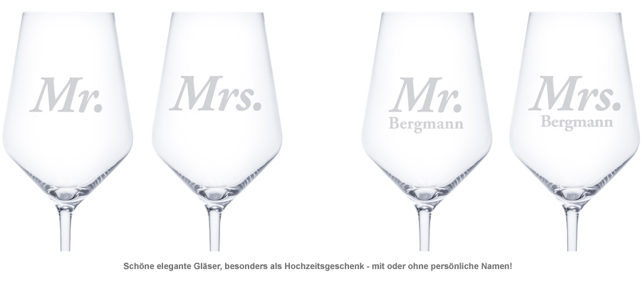 Weißweingläser - Mr und Mrs - 2