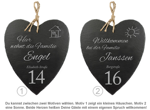 Schieferherz Hausnummer - personalisiert - 2 Schieferherz Hausnummer - personalisiert - 2