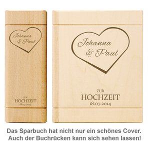 Sparbuch zur Hochzeit - Herz Gravur - 2 Sparbuch zur Hochzeit - Herz Gravur - 2