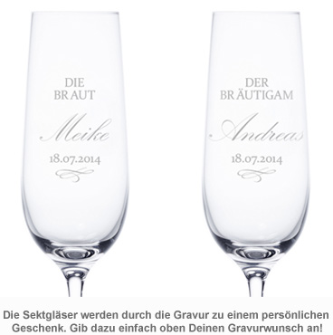 Sektgläser zur Hochzeit - Braut und Bräutigam - 2 Sektgläser zur Hochzeit - Braut und Bräutigam - 2