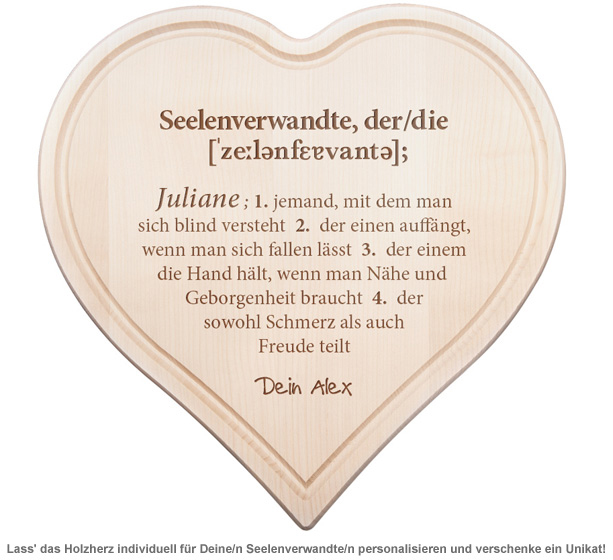Graviertes Holzherz - Definition Seelenverwandte - 2 Graviertes Holzherz - Definition Seelenverwandte - 2