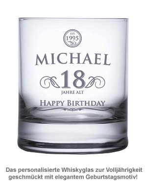 Whiskyglas 18. Geburtstag - elegant - 2