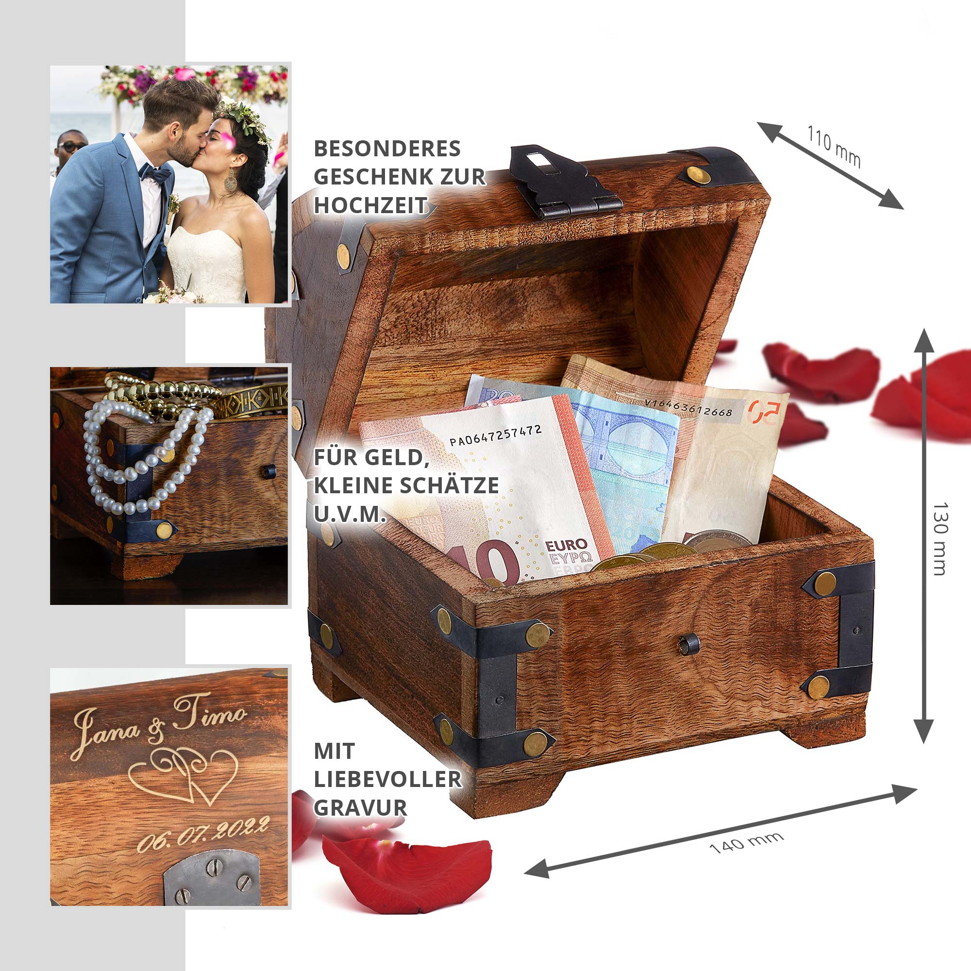Geld Schatztruhe zur Hochzeit Dunkel - 2 Geld Schatztruhe zur Hochzeit Dunkel - 2