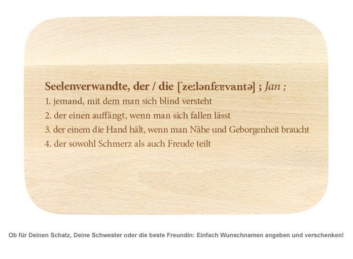 Frühstücksbrett mit Gravur - Definition Seelenverwandte - 2 Frühstücksbrett mit Gravur - Definition Seelenverwandte - 2