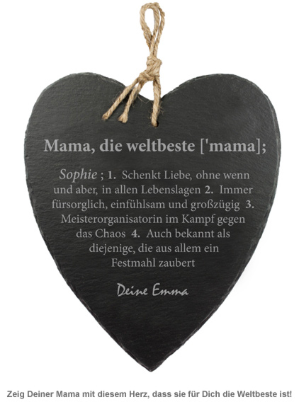Schieferherz mit Gravur - Definition Weltbeste Mama - 2 Schieferherz mit Gravur - Definition Weltbeste Mama - 2
