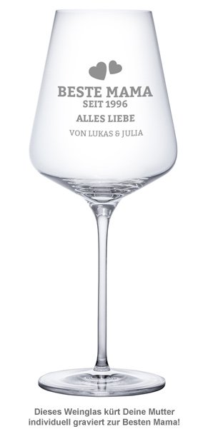 Personalisiertes Weinglas - Beste Mama von Herzen - 2 Personalisiertes Weinglas - Beste Mama von Herzen - 2