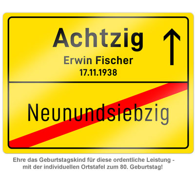 Personalisiertes Ortsschilderbild - 80. Geburtstag - 2 Personalisiertes Ortsschilderbild - 80. Geburtstag - 2