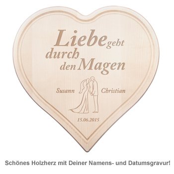 Holzherz zur Hochzeit - Paarsilhouette mit Liebesspruch - 2 Holzherz zur Hochzeit - Paarsilhouette mit Liebesspruch - 2