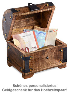 Geld Schatztruhe zur Hochzeit Dunkel - Jawort Gravur - 2 Geld Schatztruhe zur Hochzeit Dunkel - Jawort Gravur - 2