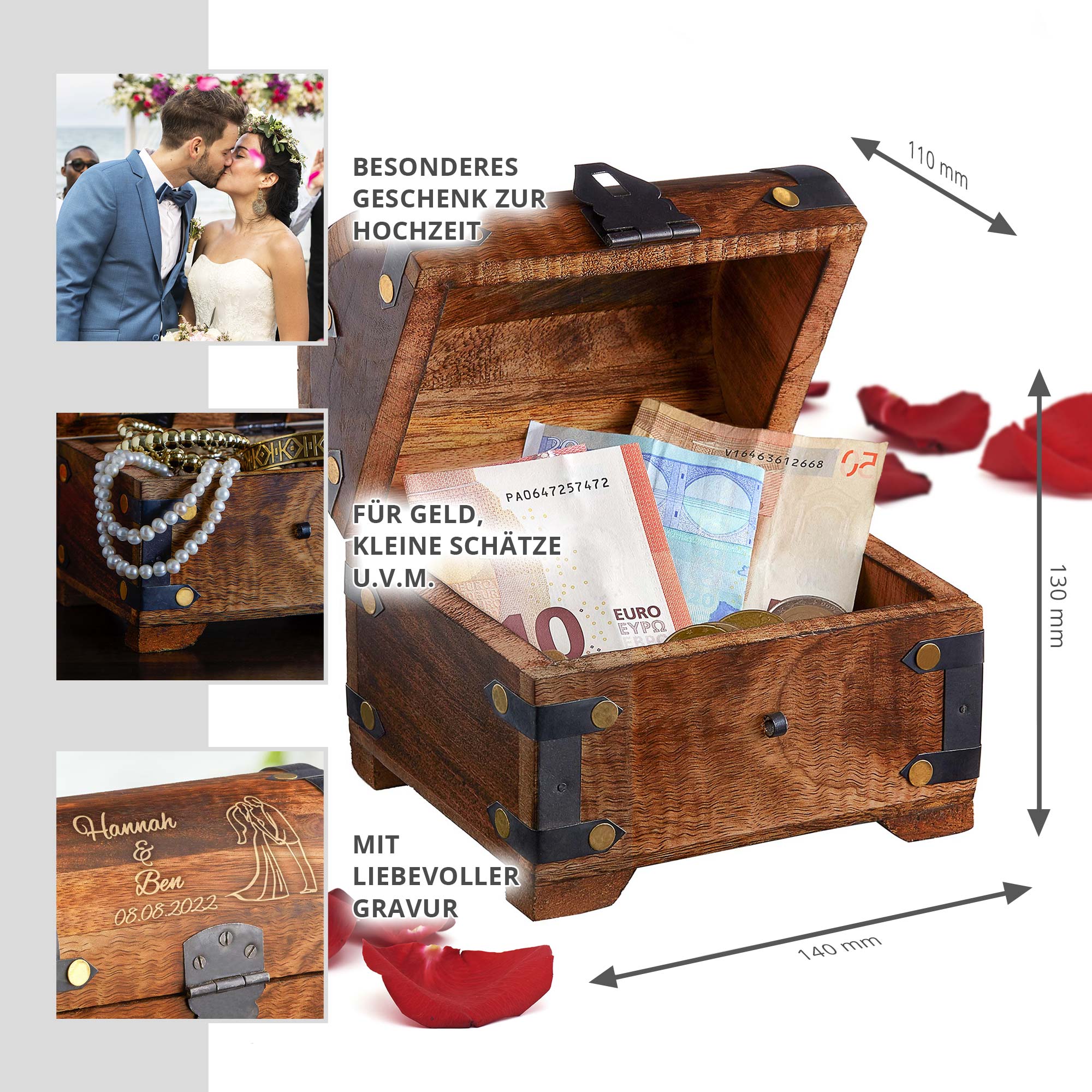 Geld Schatztruhe zur Hochzeit Dunkel - Silhouette - 2 Geld Schatztruhe zur Hochzeit Dunkel - Silhouette - 2