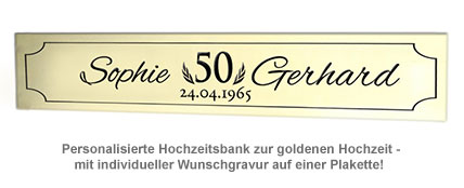 Personalisierte Hochzeitsbank zur goldenen Hochzeit - 2 Personalisierte Hochzeitsbank zur goldenen Hochzeit - 2