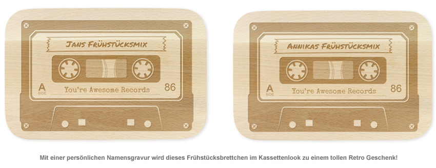Frühstücksbrettchen mit Gravur - Frühstücksmix - 2 Frühstücksbrettchen mit Gravur - Frühstücksmix - 2