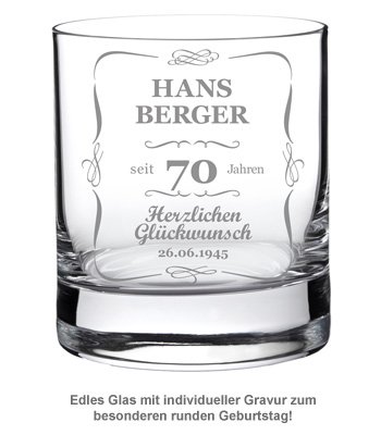 Whiskyglas 70. Geburtstag - klassisch - 2 Whiskyglas 70. Geburtstag - klassisch - 2