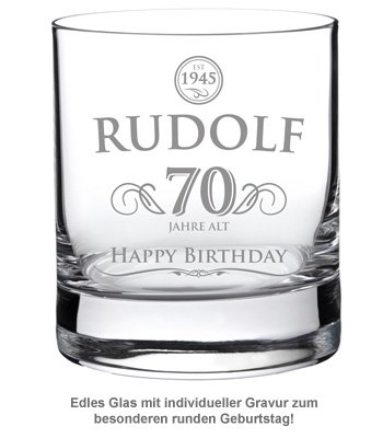 Whiskyglas 70. Geburtstag - elegant - 2 Whiskyglas 70. Geburtstag - elegant - 2