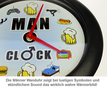 Männer Uhr - Wanduhr mit Sound - 2 Männer Uhr - Wanduhr mit Sound - 2