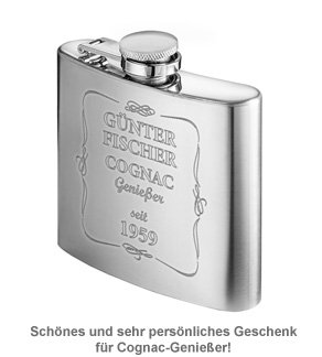Flachmann mit Gravur - Cognac Genießer - 2 Flachmann mit Gravur - Cognac Genießer - 2