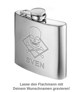 Flachmann mit Gravur - Totenkopf - 2 Flachmann mit Gravur - Totenkopf - 2