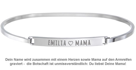 Armreif Silber mit Gravur - Mama Name - 2 Armreif Silber mit Gravur - Mama Name - 2
