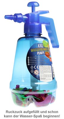 Wasserbombenfüller - Pumpe mit 100 Wasserballons - blau - 2 Wasserbombenfüller - Pumpe mit 100 Wasserballons - blau - 2