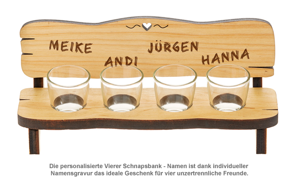 Personalisierte Vierer Schnapsbank - Namen - 2 Personalisierte Vierer Schnapsbank - Namen - 2