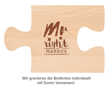 Personalisiertes Puzzle Brettchen Set - Mr and Mrs Right - 2 Personalisiertes Puzzle Brettchen Set - Mr and Mrs Right - 2