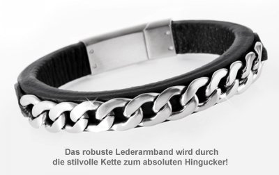 Lederarmband mit Gravur - Panzerkette - 2 Lederarmband mit Gravur - Panzerkette - 2