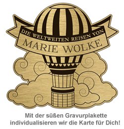 Reise-Weltkarte Deluxe mit Stecknadeln - Heißluftballon - 2 Reise-Weltkarte Deluxe mit Stecknadeln - Heißluftballon - 2
